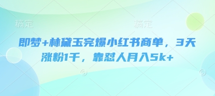 即梦+林黛玉完爆小红书商单，3天涨粉1千，靠怼人月入5k+-800资源网