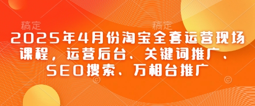 2025年4月份淘宝全套运营现场课程，运营后台、关键词推广、SEO搜索、万相台推广-800资源网