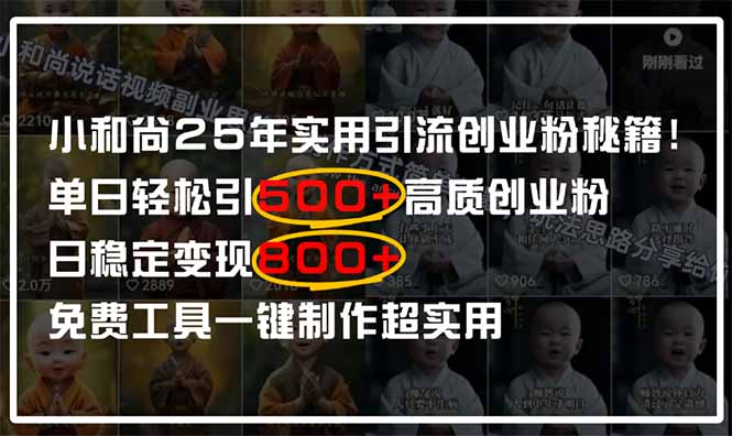 小和尚2025年实用引流秘籍！单日轻松引500+高质量创业粉，日变现800+，…-800资源网