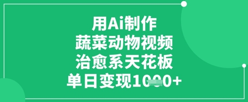 用Ai制作蔬菜动物视频，治愈系天花板，单日变现1k-800资源网