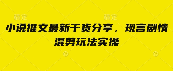 小说推文最新干货分享，现言剧情混剪玩法实操-800资源网