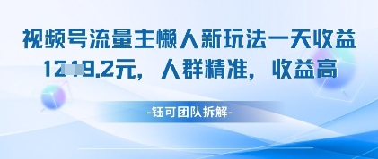 视频号流量主懒人新玩法，一天收益1k，人群精准收益高-800资源网