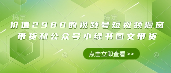 价值2980的视频号短视频橱窗带货和公众号小绿书图文带货-800资源网