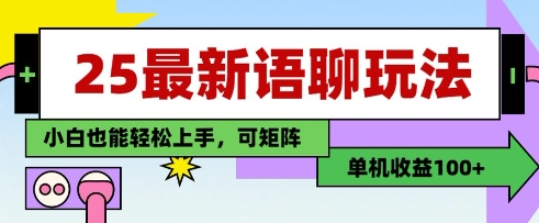 25年最新语聊玩法，纯手工，单机收益100+，小白也能轻松上手，可矩阵操作-800资源网