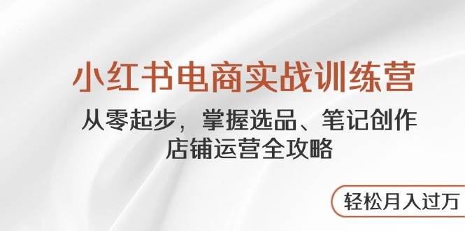 小红书电商实战训练营，从零起步，掌握选品、笔记创作、店铺运营全攻略，轻松月入过万-800资源网