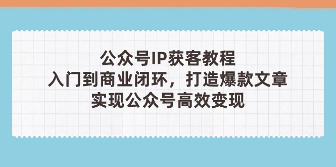 ，从入门到商业闭环，打造爆款文章，实现公众…-800资源网