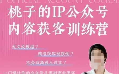 桃子IP公众号内容获客训练营(第3期)，一门让你公众号从0到商业闭环的课程-800资源网