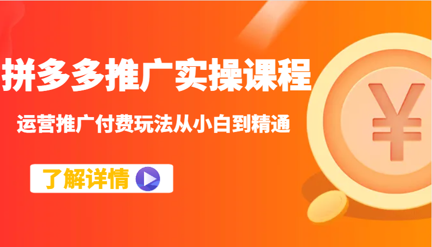 拼多多推广实操课程：运营推广付费玩法从小白到精通-800资源网