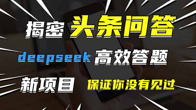 头条问答，刚出的新玩法！保证你没见过！用DeepSeek去高效答题，一个账…-800资源网
