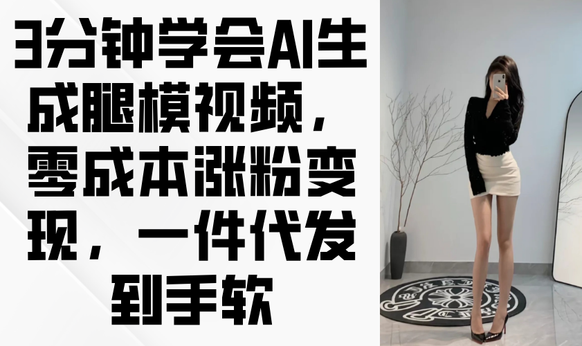 3分钟学会AI生成腿模视频，零成本涨粉变现，一件代发到手软-800资源网