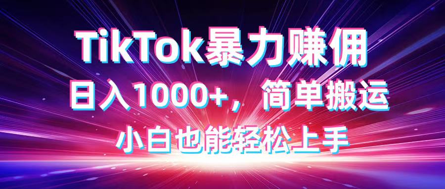 TikTok搬运暴力赚佣，日入1000+，简单搬运，小白也能轻松上手-800资源网