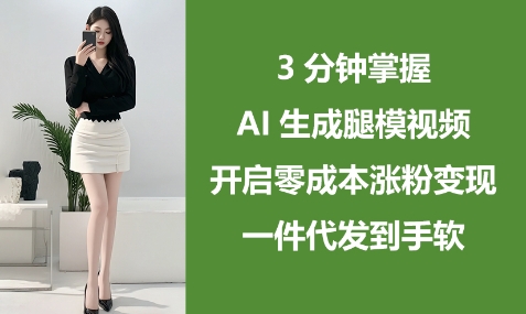 3分钟掌握AI生成腿模视频，开启零成本涨粉变现，一件代发到手软-800资源网