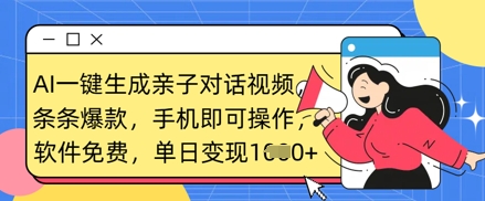 AI一键生成亲子对话视频，条条爆款，一部手机即可操作，单日变现数张-800资源网