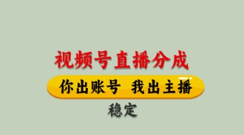视频号直播分成，全程托管招募，单月轻松变现8k-800资源网