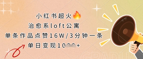 小红书超火的治愈系loft公寓，单条作品点赞16W，3分钟一条，单日变现数张-800资源网