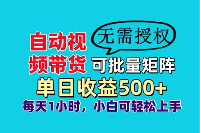 自动视频带货，可批量矩阵，单日收益500+、轻松实现睡后收益，小白可…-800资源网