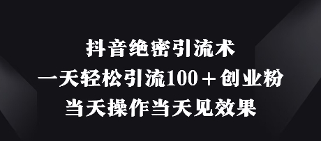 抖音绝密引流术，一天轻松引流100+创业粉，当天操作当天见效果-800资源网