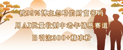 被99%博主忽略的财富密码：用AI批量收割中老年情感赛道，日引流300+精准粉-800资源网