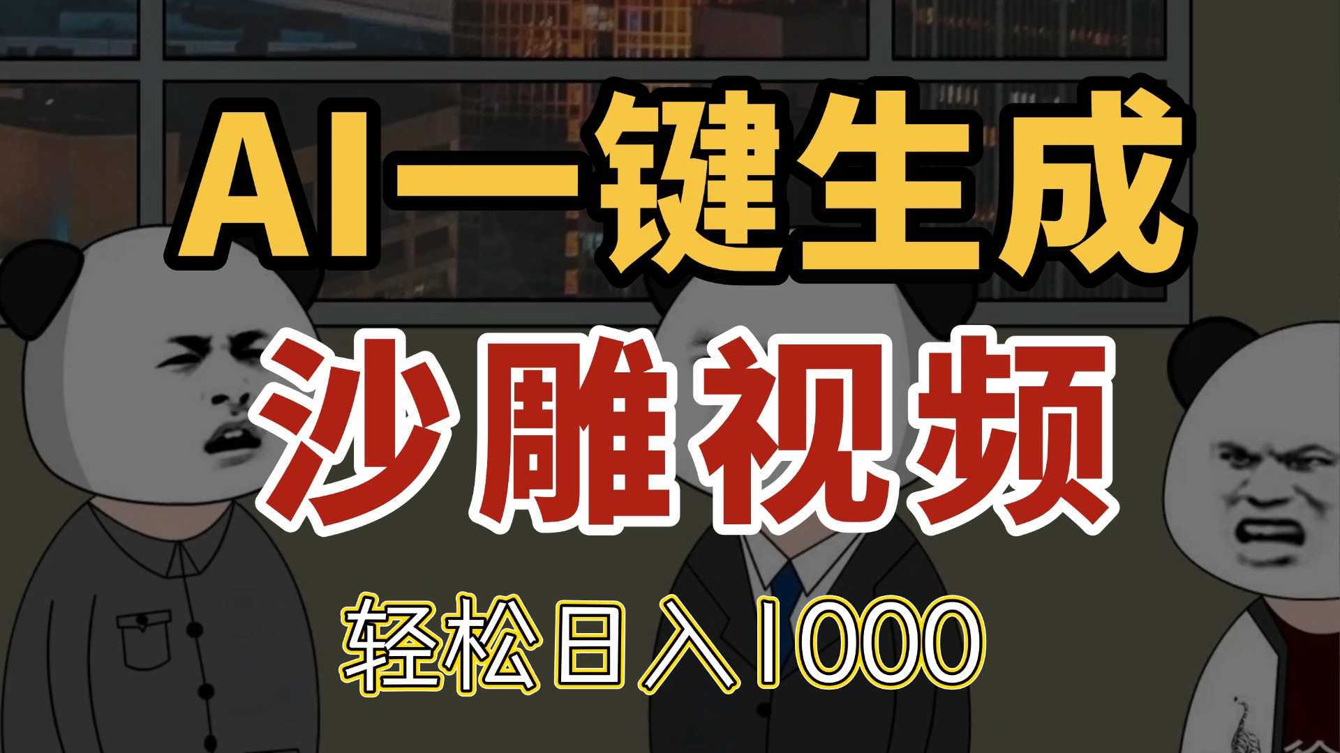 AI一键生成沙雕视频，一条视频千万播放，轻松日入1000-800资源网