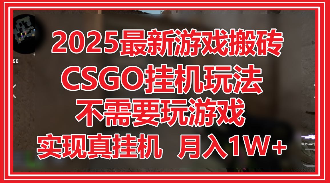 2025最新游戏搬砖，CSGO挂机，不需要玩游戏，实现真挂机，月入1W+-800资源网
