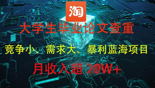 大学生毕业论文查重，暴利蓝海项目，月收入过1W+-800资源网