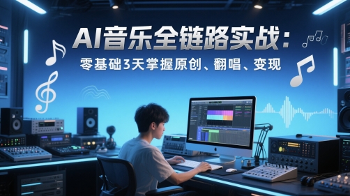 AI音乐全链路实战变现课：零基础3天掌握原创、翻唱、变现-800资源网