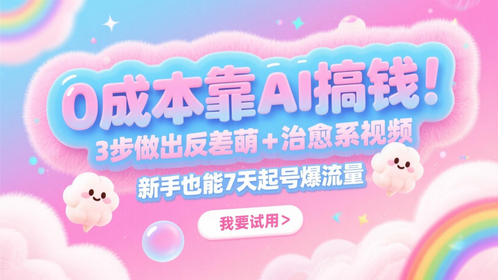 0成本靠AI搞钱！3步做出反差萌+治愈系视频，新手也能7天起号爆流量，月入5位数-800资源网