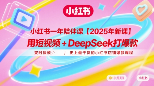小红书一年陪伴课【2025年新课】，用短视频+deepSeek打爆款，史上最干货的小红书店铺爆款课程-800资源网