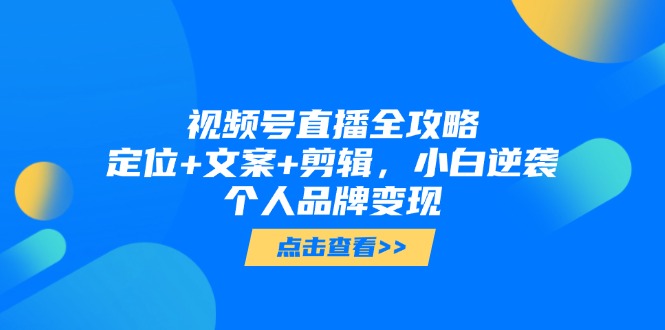 视频号直播全攻略，定位+文案+剪辑，小白逆袭个人品牌变现-800资源网