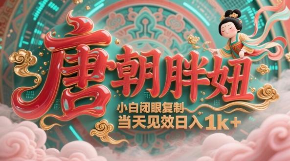 用AI克隆“唐朝胖妞”日更3条，平台疯狂推流，小白闭眼复制，当天见效，日入1k+-800资源网