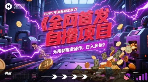 全网首发，2025年最新稳定暴力全自动自撸项目，无限制批量操作，日入多张-800资源网