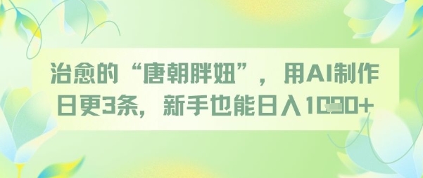 治愈的“唐朝胖妞”，用AI制作日更3条，新手也能日入多张-800资源网