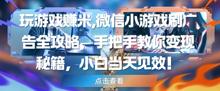 玩游戏挣米，微信小游戏刷广告全攻略，手把手教你变现秘籍，小白当天见效-800资源网