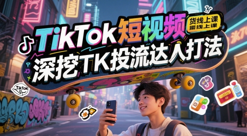 TikTok短视频带货线上课，深挖TK投流达人打法-800资源网