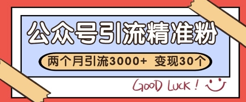 公众号精准粉引流玩法，2个月3000+精准粉，变现30个W-800资源网