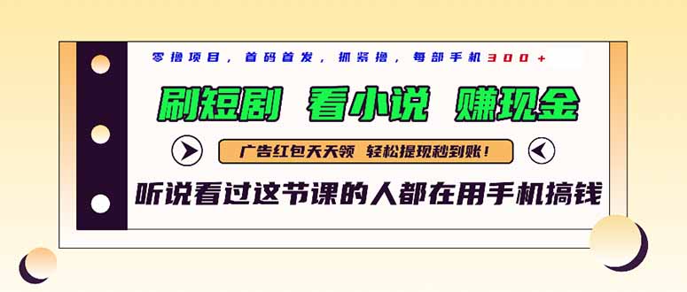 最新短剧平台，刷短剧，看小说，赚现金，一部手机日入300+-800资源网