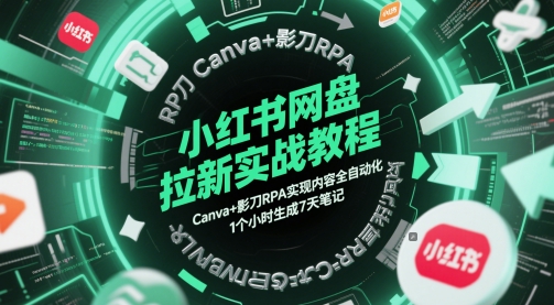 小红书网盘拉新实战教程，Canva+影刀RPA实现内容全自动化，1个小时生成7天笔记-800资源网
