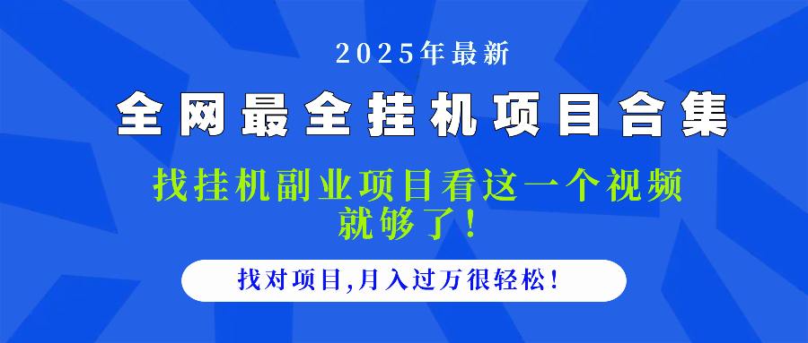 2025最全挂机项目合集 找项目看这一个视频就够了，做对项目月入过万很…-800资源网