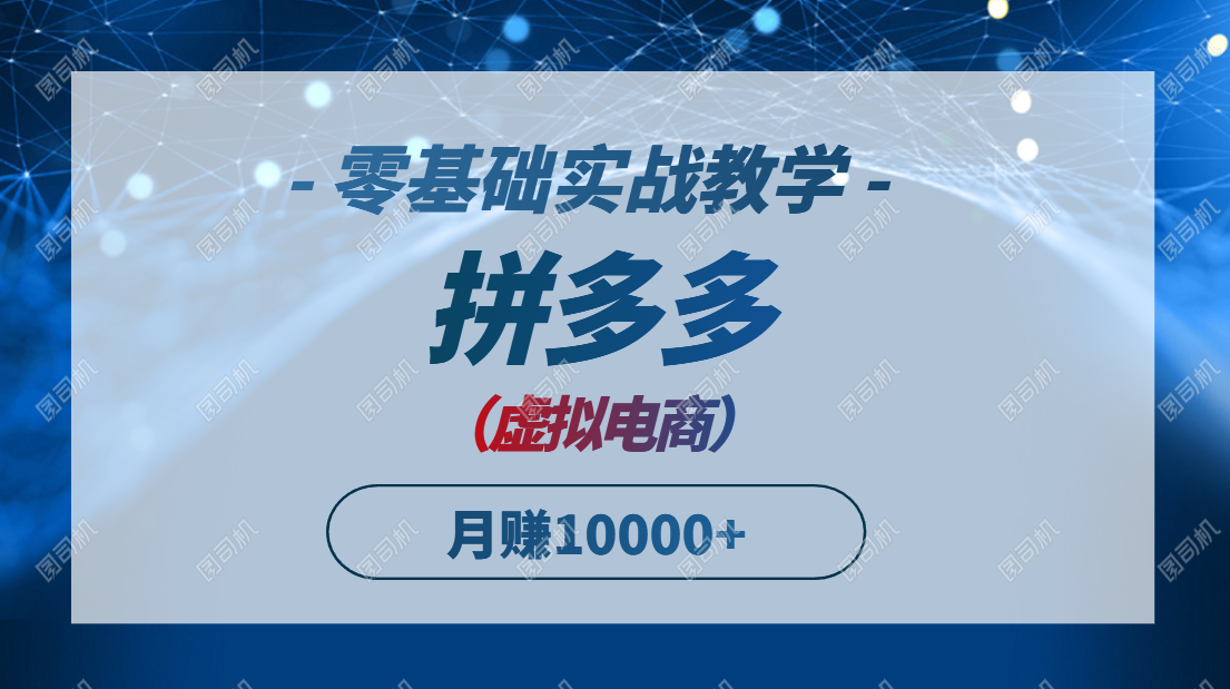拼多多虚拟电商，零基础实战教学，快速打爆商品，新手也能月入10000+-800资源网
