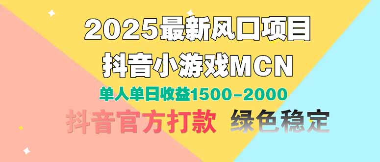 2025最新风口项目 抖音小游戏MCN 单人单日收益1500-2000+-800资源网