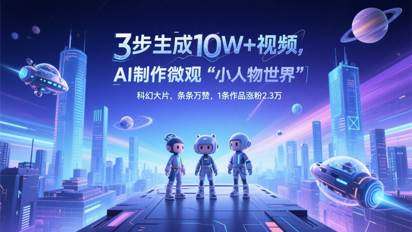 三步生成10W+视频，AI制作微观“小人物世界”科幻大片，条条万赞，1条作品涨粉2.3万-800资源网