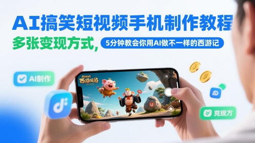 AI搞笑短视频手机制作教程，多张变现方式，5分钟教会你用AI做不一样的西游记-800资源网