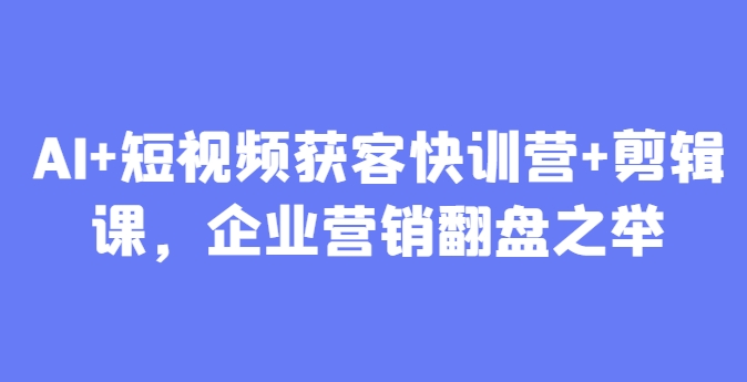 AI+短视频获客快训营+剪辑课，企业营销翻盘之举-800资源网