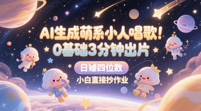 AI生成萌系小人唱歌，0基础3分钟出片，28个作品涨粉8.9W，单条最高19W赞，日入四位数，小白直接抄作业-800资源网