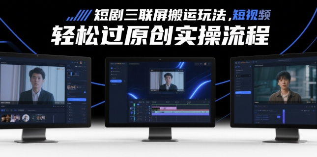短剧三联屏搬运玩法，短剧搬运轻松过原创实操流程-800资源网