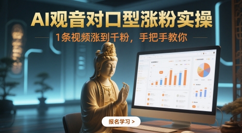 AI观音对口型涨粉实操，1条视频涨到千粉，手把手教你-800资源网