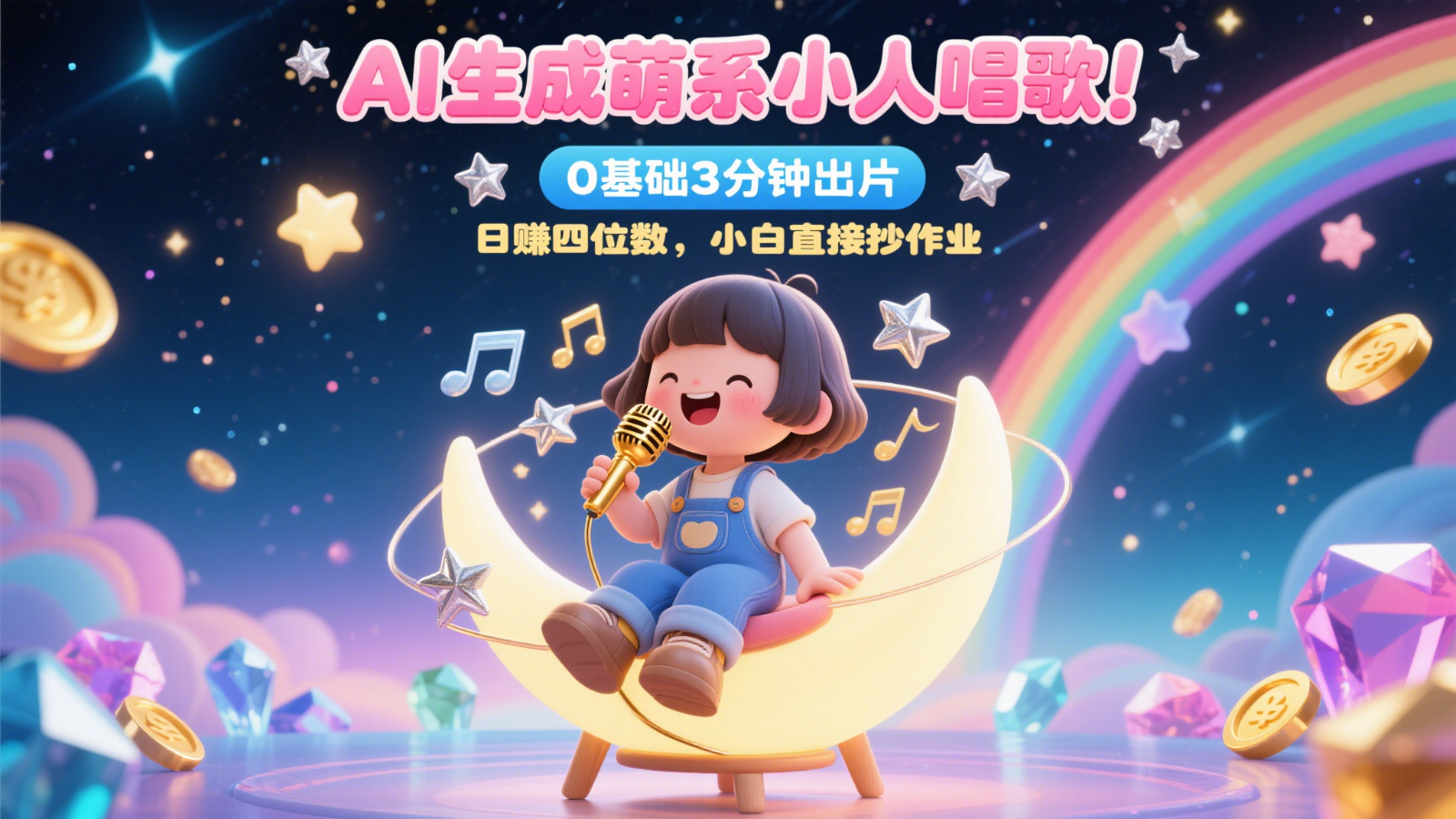 AI生成萌系小人唱歌！0基础3分钟出片，28个作品涨粉9万，日赚四位数，小白直接抄作业-800资源网