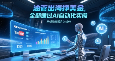 油管出海挣美金，全部通过AI自动化实操，从0到1实现月入过W-800资源网