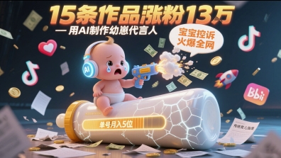 用AI制作幼崽代言人，宝宝的控诉火爆全网，15条作品涨粉13W，单号月入5位数实操教程-800资源网