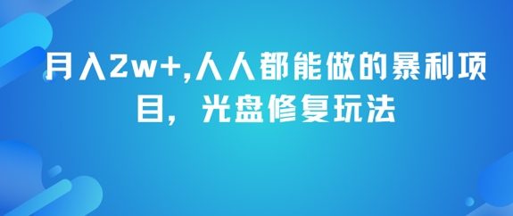 月入2w+，人人都能做的暴利项目，光盘修复玩法-800资源网